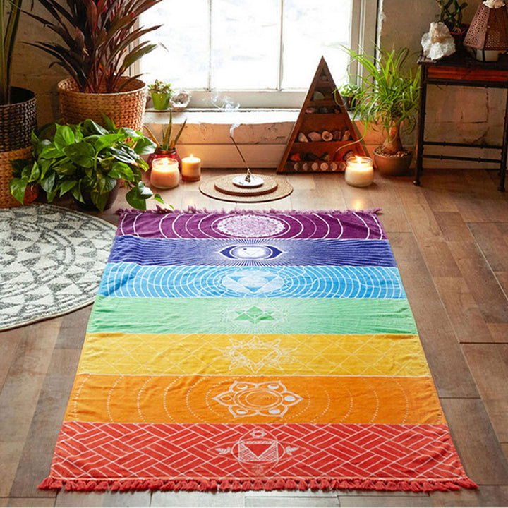 Mandala Indian Rainbow 7 Chakra Tapestry