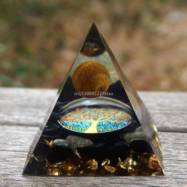 Tree of Life Orgonite Pyramid Mold Amethyst Peridot Healing Crystal