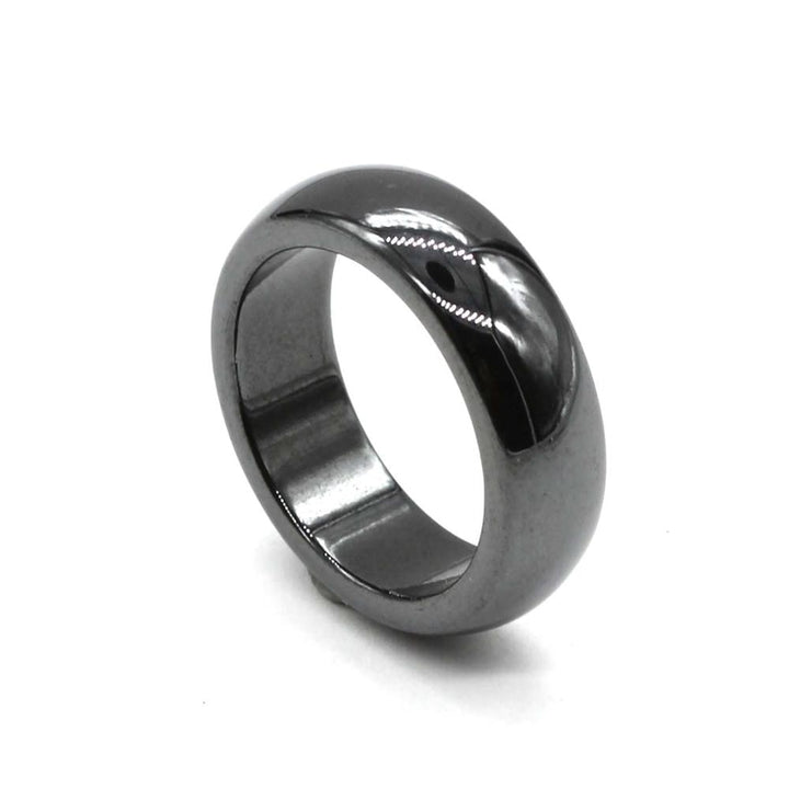KFT Natural Black Hematite Magnetic Healing Ring 6mm Band Sizes 5 Through 12 Men Womens Ring Jewelry