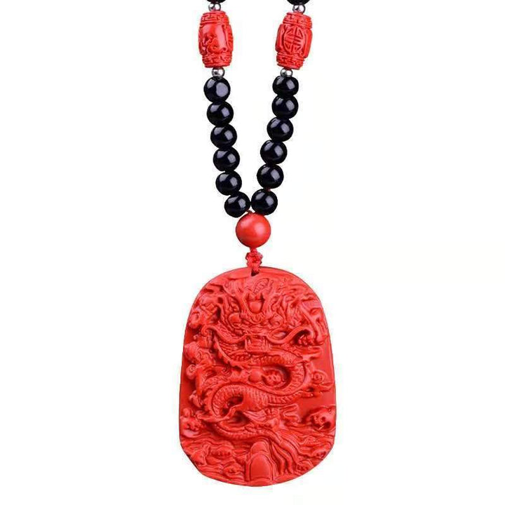 Cinnabar Stone Red Dragon Pendant